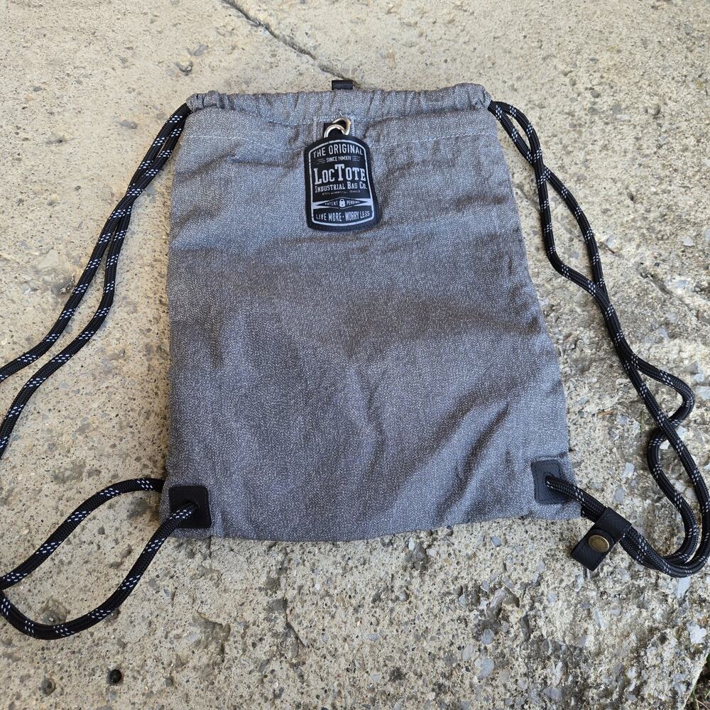 LOCTOTE Flak Sack The Gray Drawstring Backpack Sack. No Code